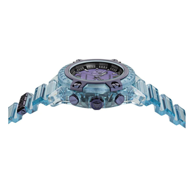 Versace Icon Active Chronograph Purple Dial Blue Silicone Strap Watch For Men - VEZ701523 Buy Now By Versace