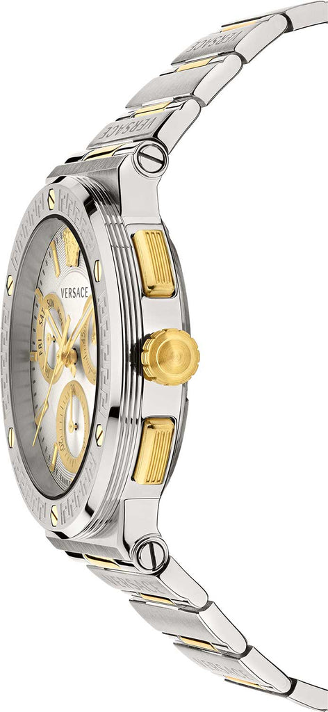 Versace Greca Chronograph White Dial Two Tone Steel Strap Watch For Men - VEZ900321 Buy Now By Versace