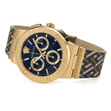 Versace Greca Chronograph Black Dial Brown Leather Strap Watch For Men - VEZ900621 Buy Now By Versace