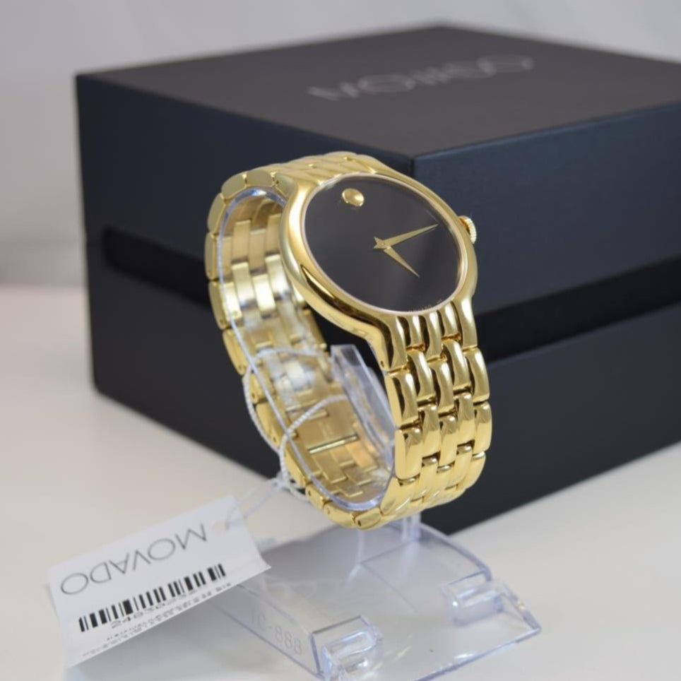 Movado Veturi Quartz Black Dial Gold Steel Strap Watch for Men - 0606934 Buy Now By Movado