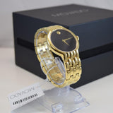 Movado Veturi Quartz Black Dial Gold Steel Strap Watch for Men - 0606934 Buy Now By Movado