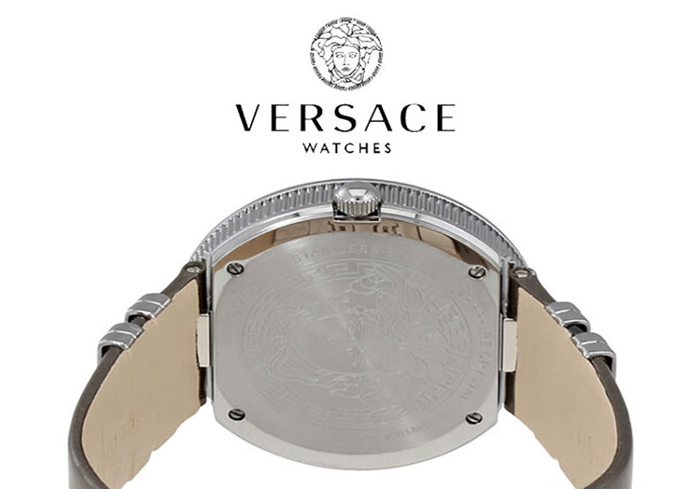 Versace V Metal Icon Silver Dial Silver & Grey Strap Watch for Women - VLC120016 Buy Now By Versace