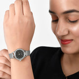 Guess Chelsea Crystals Black Dial Silver Mesh Bracelet Watch For Women - W0647L5 Buy Now By Guess