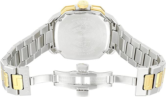 Versace Dylos Chronograph Silver Dial Two Tone Steel Strap Watch for Men - VQC030015 Buy Now By Versace