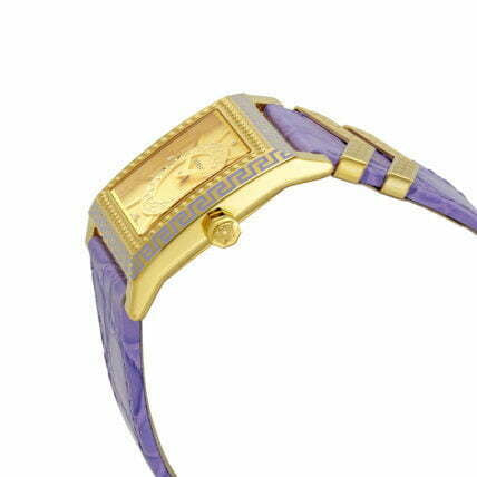 Versace Day Glam Chronograph Gold Dial Purple Leather Strap Watch for Women - VQF040015 Buy Now By Versace