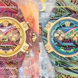 Versace Icon Active Chronograph Quartz Gold Dial Red Leather Strap Watch For Men - VEZ701222 Buy Now By Versace