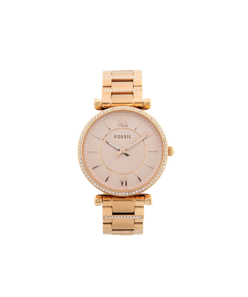 Fossil Carlie Rose Gold Dial Rose Gold Steel Strap Watch for Women - ES4301 Buy Now By Fossil