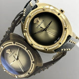 Versace Shadov Quartz Gold Dial Black Leather Strap Watch for Women - VEBM01118 Buy Now By Versace