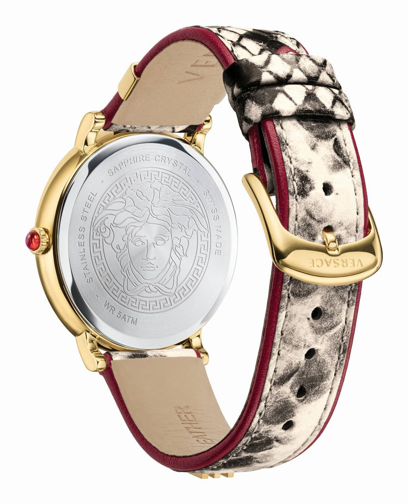 Versace V Circle Quartz White Dial Brown Leather Strap Watch For Women - VBP08017 Buy Now By Versace