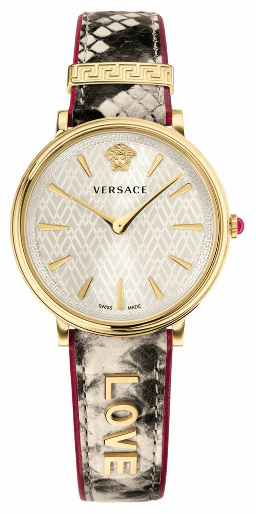 Versace V Circle Quartz White Dial Brown Leather Strap Watch For Women - VBP08017 Buy Now By Versace