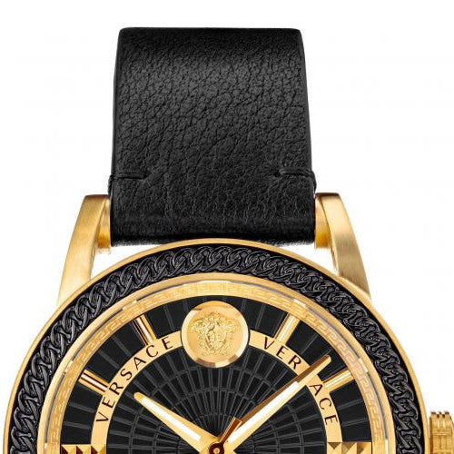 Versace Code Quartz Black Dial Black Leather Strap Watch For Men - VEPO00320 Buy Now By Versace