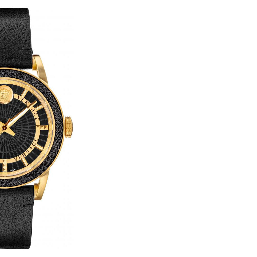 Versace Code Quartz Black Dial Black Leather Strap Watch For Men - VEPO00320 Buy Now By Versace