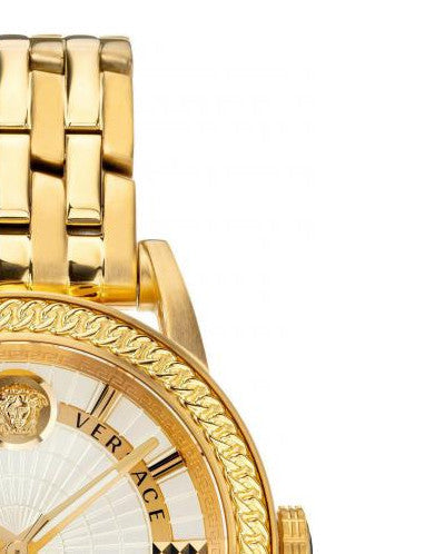 Versace Code Quartz Silver Dial Gold Steel Strap Watch For Men - VEPO00420 Buy Now By Versace