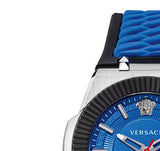 Versace Chain Reaction Quartz Blue Dial Blue & Black Leather Strap Watch for Men - VEDY00119 Buy Now By Versace