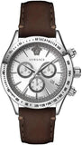 Versace Classic Chronograph Quartz Silver Dial Brown Leather Strap Watch For Men - VEV700119 Buy Now By Versace