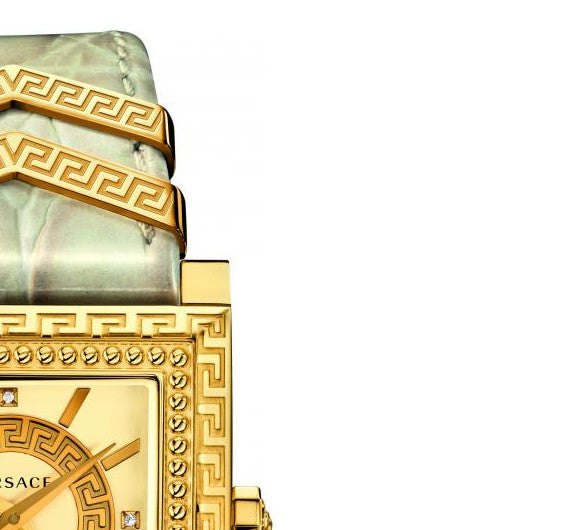 Versace DV-25 Gold Dial Off White Leather Strap Watch for Women - VQF030015 Buy Now By Versace