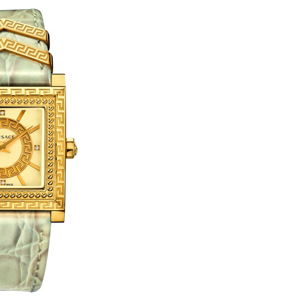 Versace DV-25 Gold Dial Off White Leather Strap Watch for Women - VQF030015 Buy Now By Versace