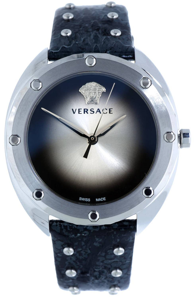 Versace Shadov Quartz Silver Dial Black Snake Leather Strap Watch for Women - VEBM00118 Buy Now By Versace