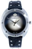 Versace Shadov Quartz Silver Dial Black Snake Leather Strap Watch for Women - VEBM00118 Buy Now By Versace