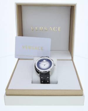 Versace Shadov Quartz Silver Dial Black Snake Leather Strap Watch for Women - VEBM00118 Buy Now By Versace