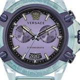 Versace Icon Active Chronograph Purple Dial Blue Silicone Strap Watch For Men - VEZ701523 Buy Now By Versace
