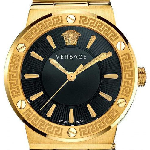 Versace Greca Black Dial Black Leather Strap Watch for Women - VEVH00320 Buy Now By Versace
