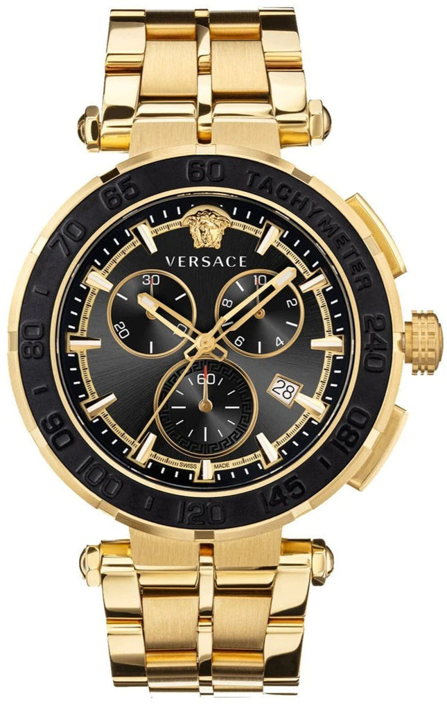 Versace Greca Sport Quartz Black Dial Gold Steel Strap Watch for Men - VEZ300721 Buy Now By Versace