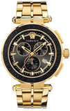 Versace Greca Sport Quartz Black Dial Gold Steel Strap Watch for Men - VEZ300721 Buy Now By Versace