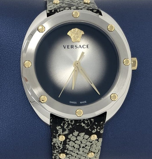 Versace Shadov Quartz Silver Dial Snakeskin Green Leather Strap Watch for Women - VEBM00718 Buy Now By Versace