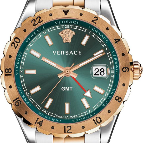 Versace Hellenyium GMT Green Dial Two Tone Steel Strap Watch for Men - V11050015 Buy Now By Versace