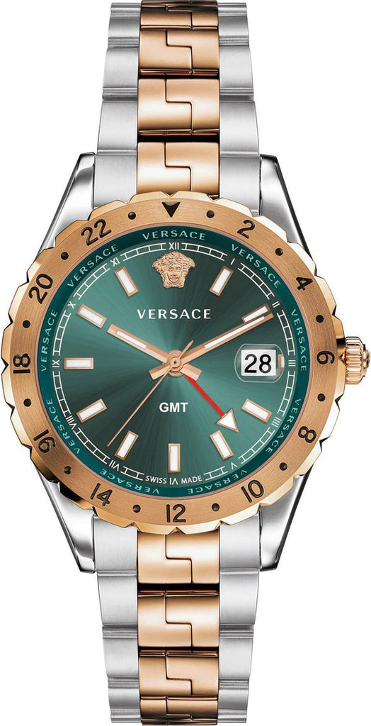 Versace Hellenyium GMT Green Dial Two Tone Steel Strap Watch for Men - V11050015 Buy Now By Versace