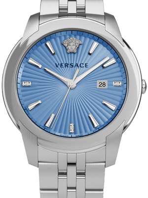 Versace V-Urban Light Blue Dial Silver Steel Strap Watch for Men - VELQ00419 Buy Now By Versace