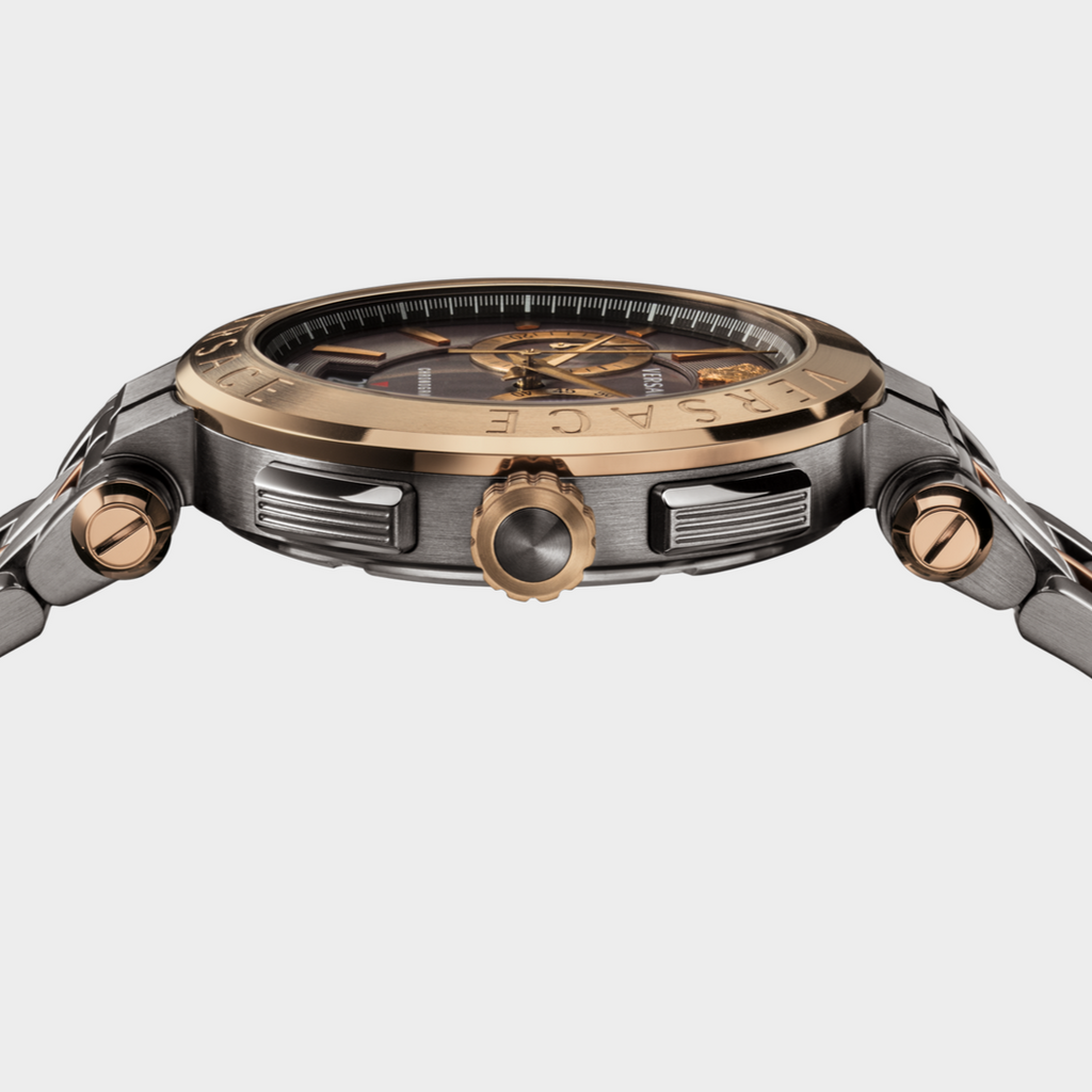 Versace Aion Chronograph Black Dial Grey Steel Strap Watch for Men - VBR050017 Buy Now By Versace