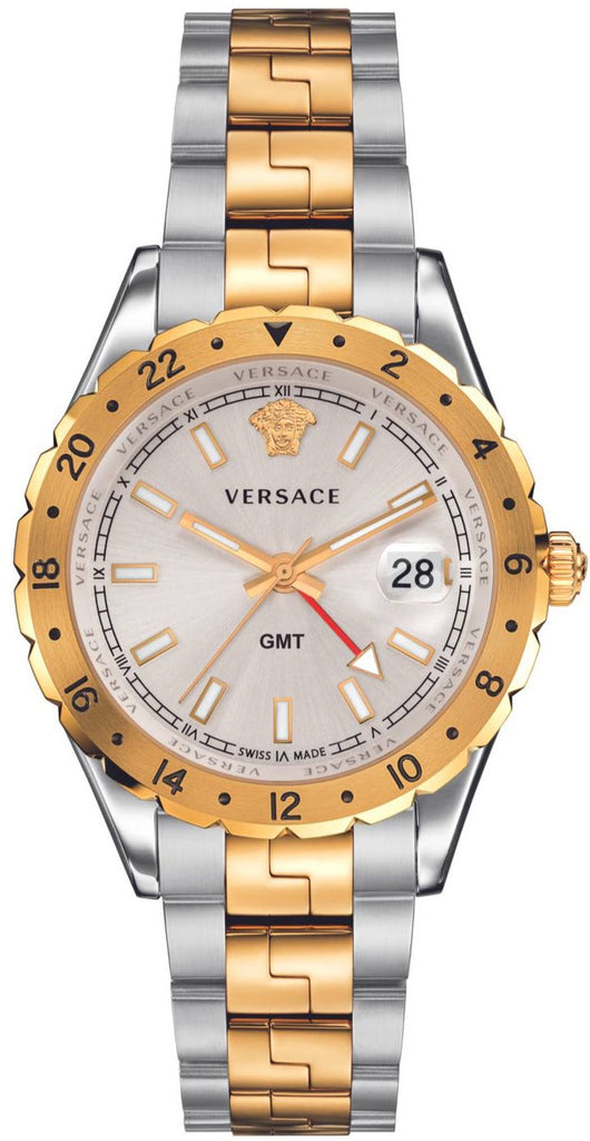 Versace Hellenyium GMT Silver Dial Two Tone Steel Strap Watch for Men - V11030015 Buy Now By Versace