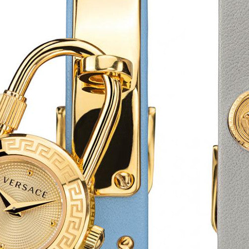 Versace Medusa Lock Icon Quartz White Dial Blue Leather Strap Watch for Women - VEDW00419 Buy Now By Versace