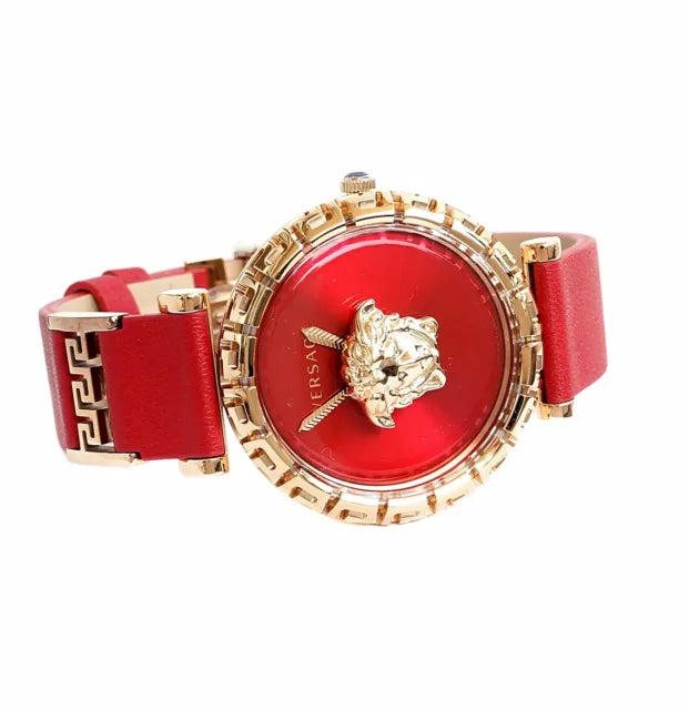 Versace Palazzo Empire Greca Red Dial Red Leather Strap Watch for Women - VEDV00319 Buy Now By Versace