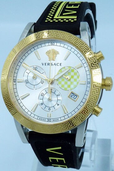 Versace Sports Tech Chronograph Silver Dial Black Rubber Strap Watch for Women - VELT00519 Buy Now By Versace