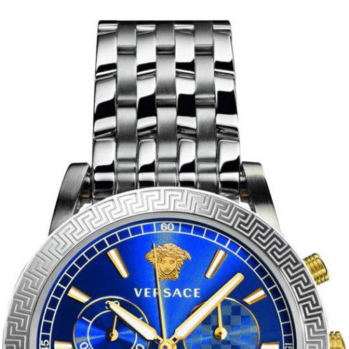 Versace Sport Tech Chronograph Blue Dial Silver Steel Strap Watch for Men - VELT00219 Buy Now By Versace