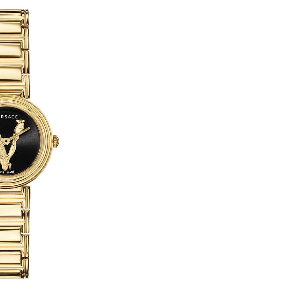 Versace V Virtus Quartz Black Dial Gold Steel Strap Watch For Women - VET300121 Buy Now By Versace