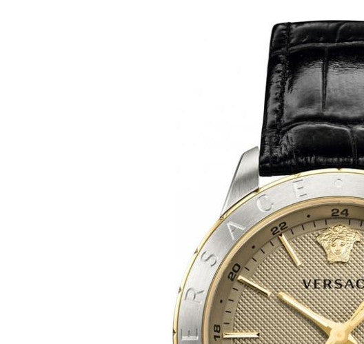 Versace Univers Beige Dial Black Leather Strap Watch for Men - VEBK00218 Buy Now By Versace