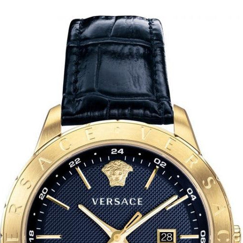 Versace Univers Navy Blue Dial Navy Blue Leather Strap Watch for Men - VEBK00318 Buy Now By Versace