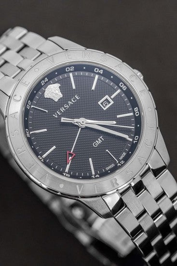 Versace Univers Analog Black Dial Silver Steel Strap Watch for Men - VEBK00418 Buy Now By Versace