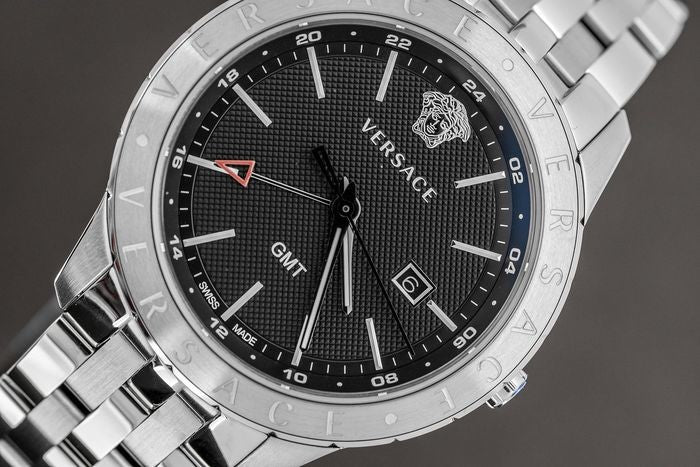 Versace Univers Analog Black Dial Silver Steel Strap Watch for Men - VEBK00418 Buy Now By Versace