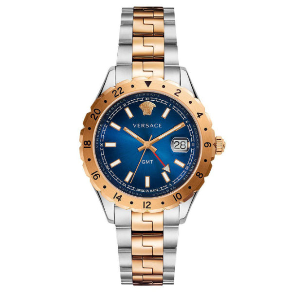 Versace Hellenyium GMT Blue Dial Two Tone Steel Strap Watch for Men - V11060017 Buy Now By Versace