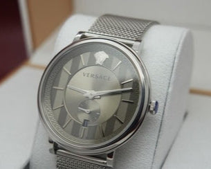 Versace V-Circle Silver Dial Silver Mesh Bracelet Watch for Men - VBQ060017 Buy Now By Versace