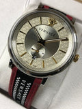 Versace V Circle Silver Dial Two Tone Leather Strap Watch for Men - VEBQ01319 Buy Now By Versace