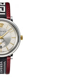 Versace V Circle Silver Dial Two Tone Leather Strap Watch for Men - VEBQ01319 Buy Now By Versace
