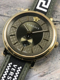 Versace V-Circle Quartz Green Dial Green Leather Strap Watch for Men - VEBQ01519 Buy Now By Versace