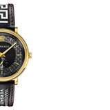 Versace V-Circle Quartz Black Dial Brown Leather Strap Watch for Men - VEBQ01619 Buy Now By Versace