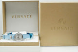 Versace V Flare Silver Dial Blue Leather Strap Watch for Women - VEBN00118 Buy Now By Versace